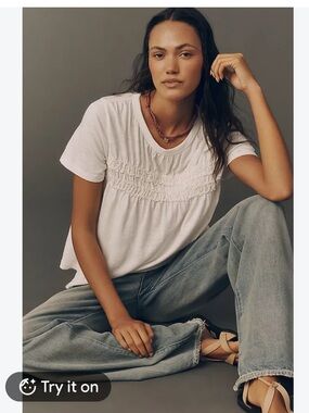 Pilcro Short-Sleeve Smocked Tee